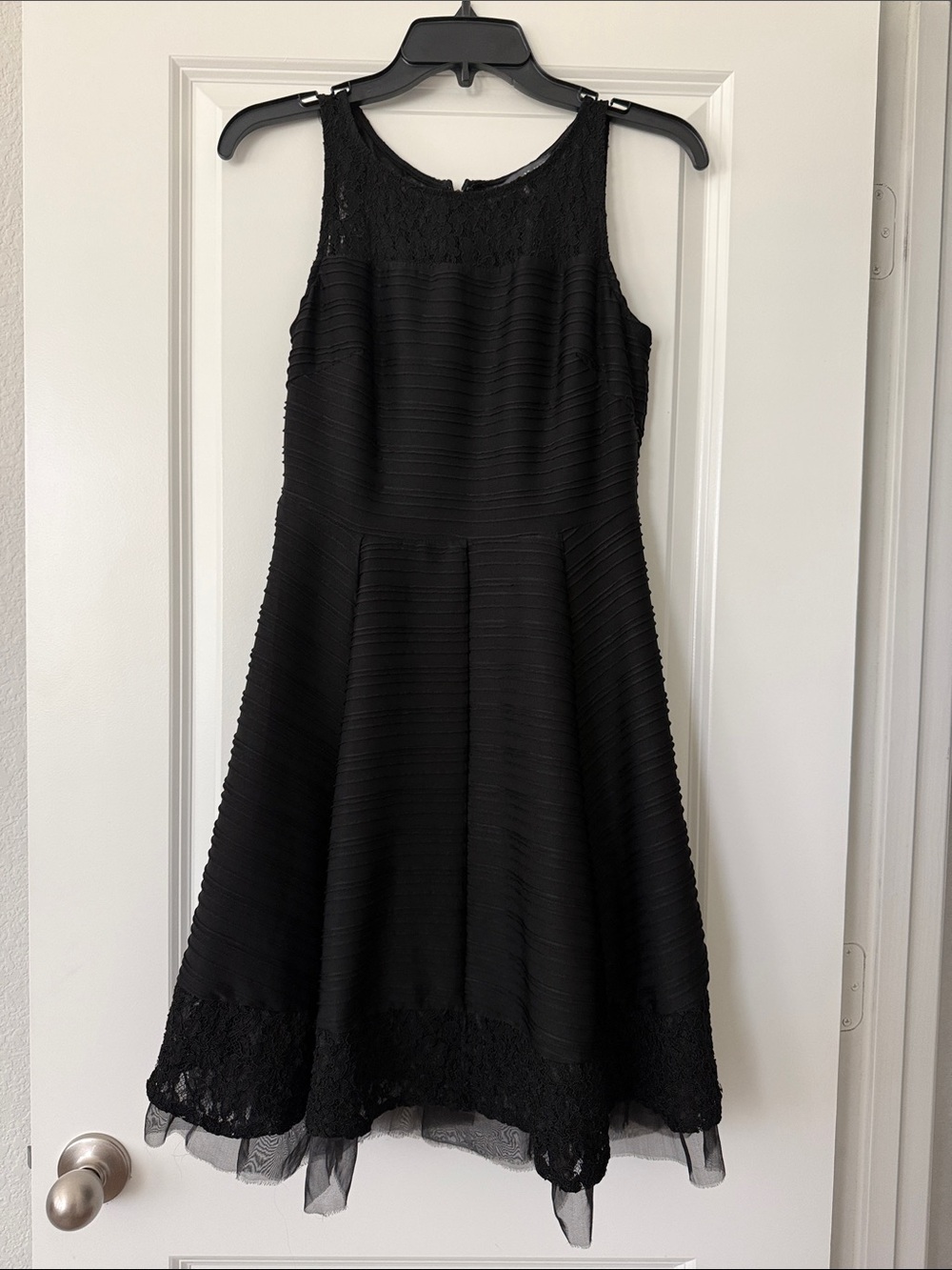 Brixon Ivy Black Sleeveless Lace-Hem Fit-and-Flare Dress